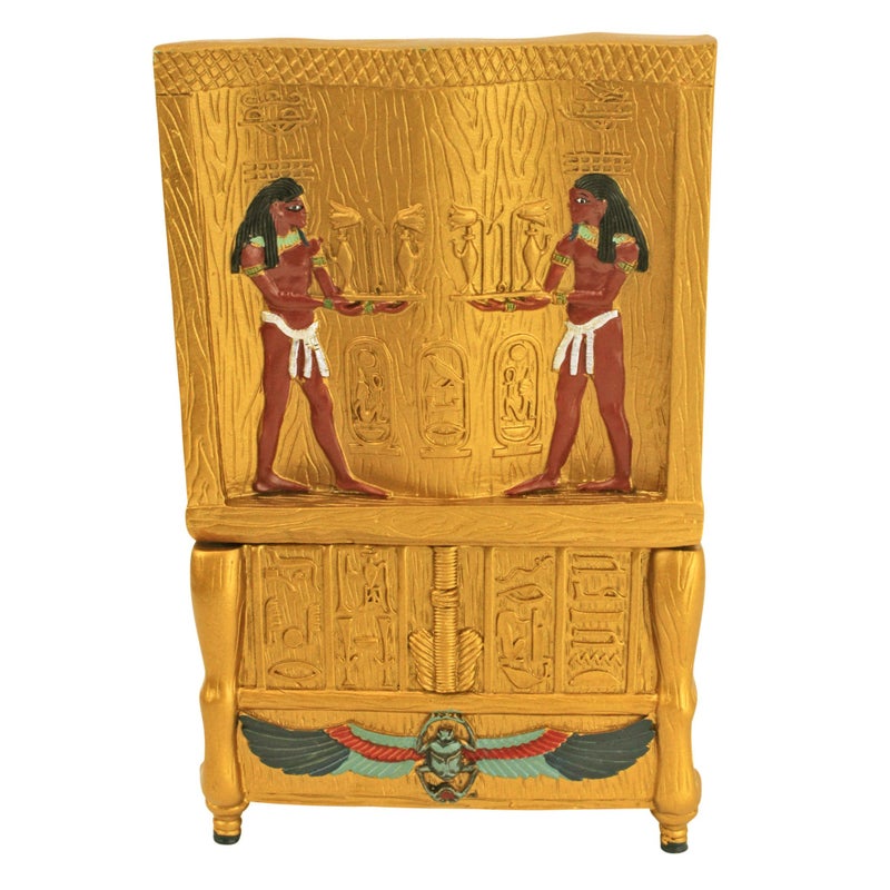 Design Toscano QL14557 Egyptian DÃ©cor Trinket Box - King Tut's Golden Throne Jewelry Box - Egyptian Statues,Full Color - Image 4